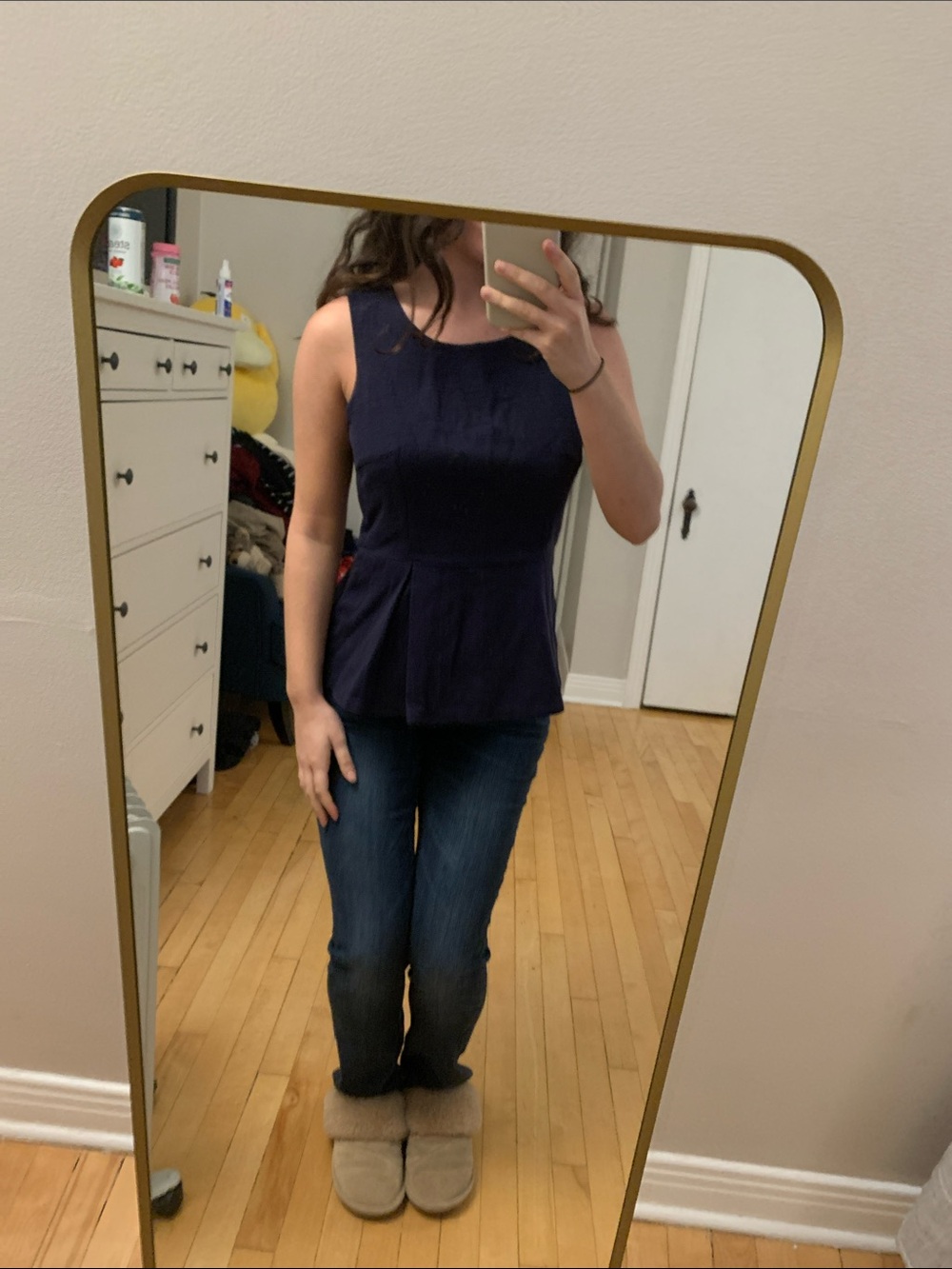 Banana Republic Sleeveless Navy Peplum Top